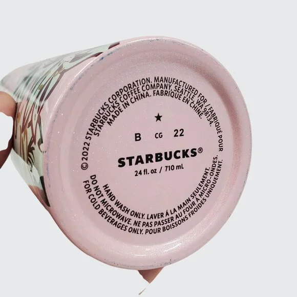 Starbucks 2022 Holiday Winter Pink Enchanted Forest Floral Stainless Tumbler - Picture 5 of 8
